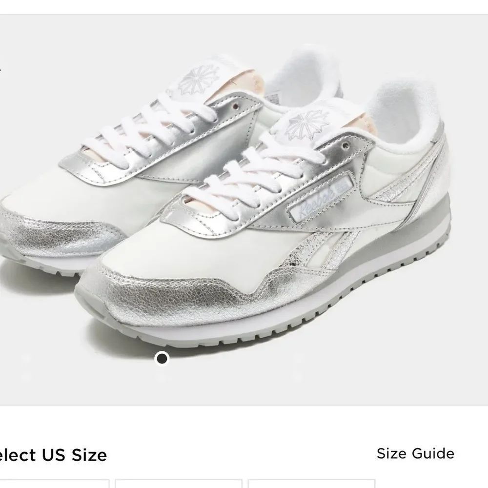 Reebok Classic White and Silver Sneakers